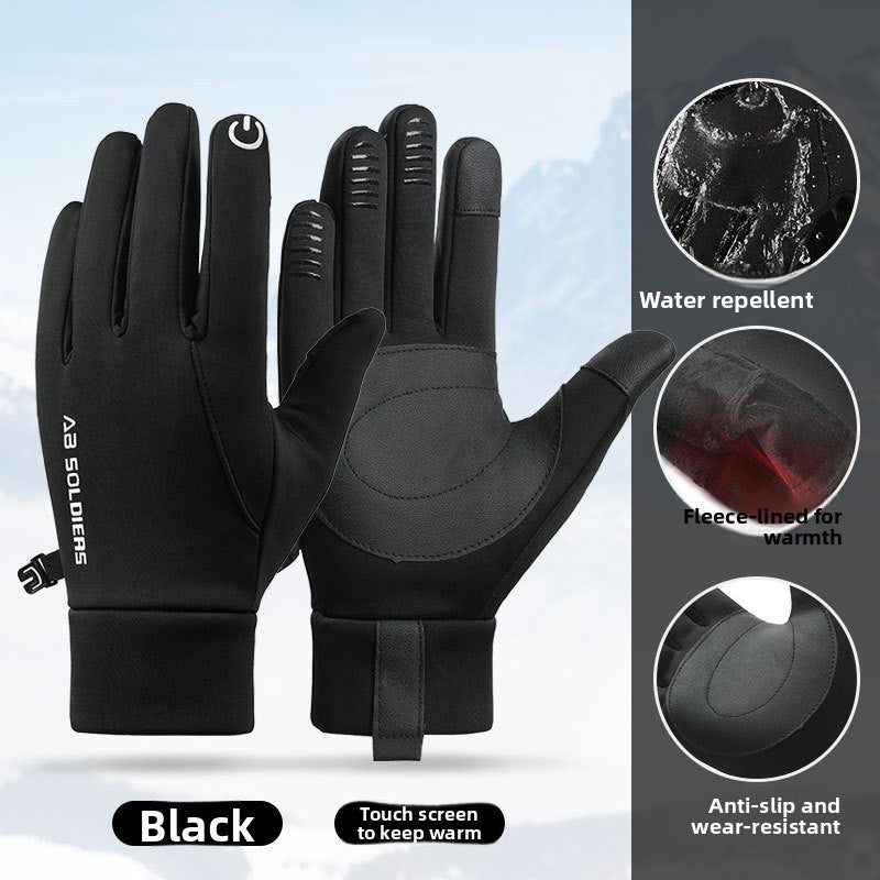 Mens Winter Thermal Cycling Gloves (Grey Medium)