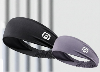 Pair of Moisture Wicking Headbands - Black & Purple
