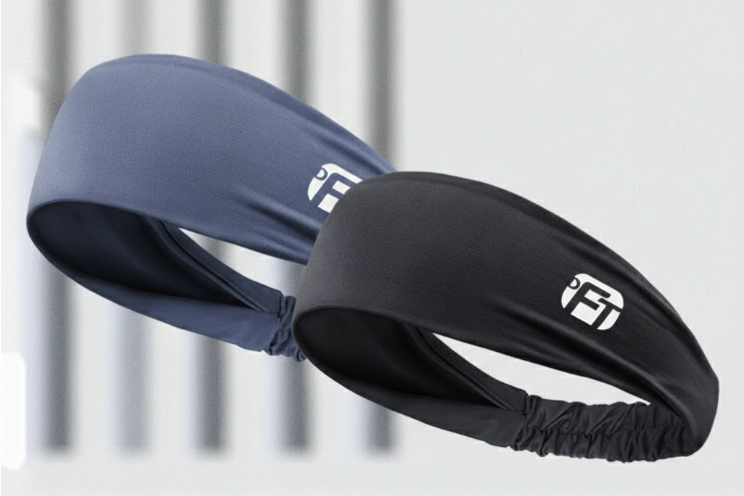 Pair of Moisture Wicking Headbands - Black & Blue
