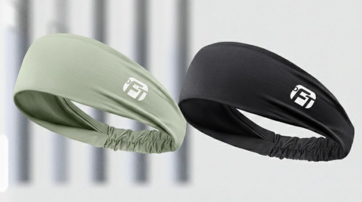 Pair of Moisture Wicking Headbands - Black & Green
