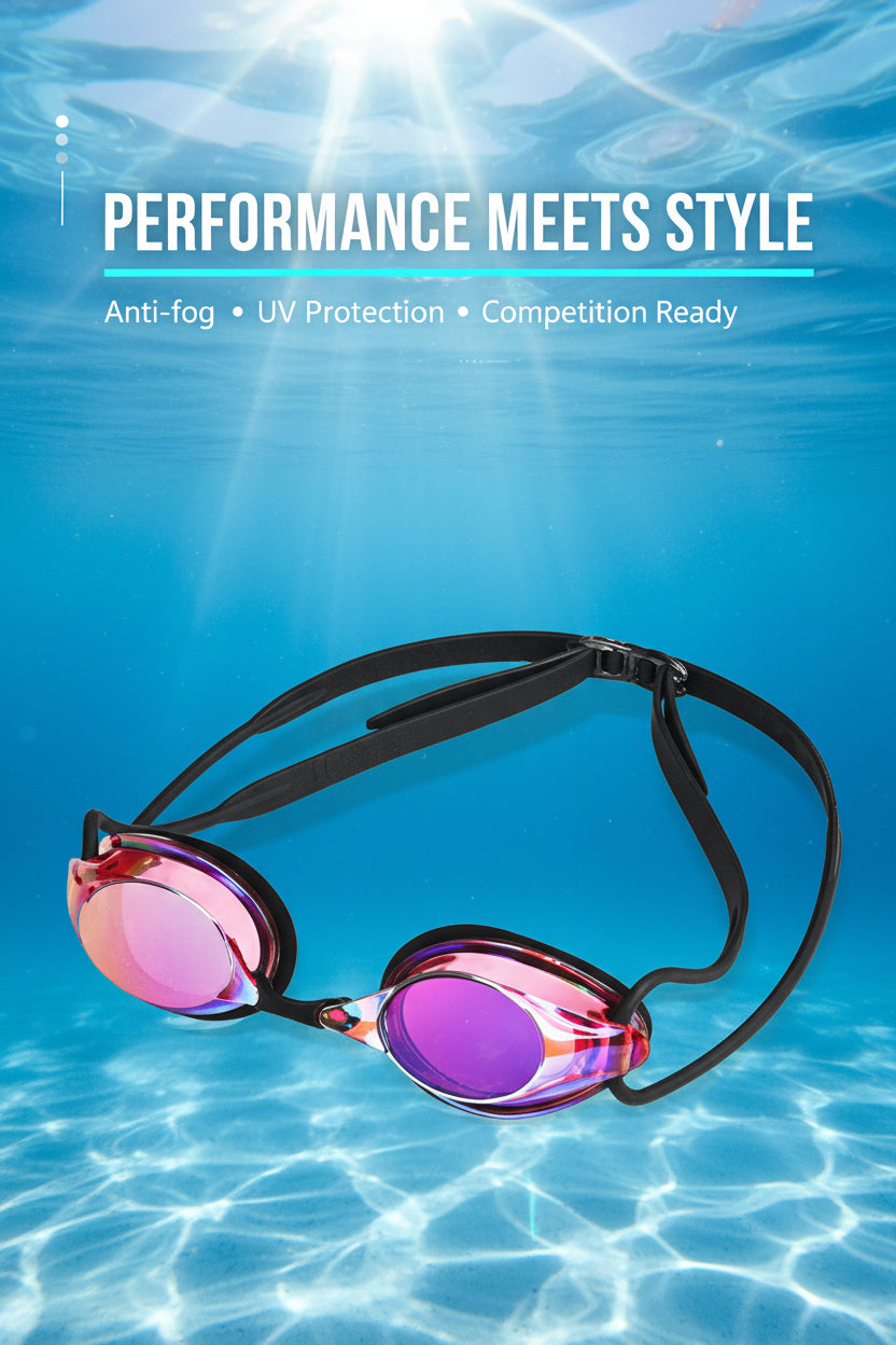Elite Mirror Lens Swim Goggles - Red