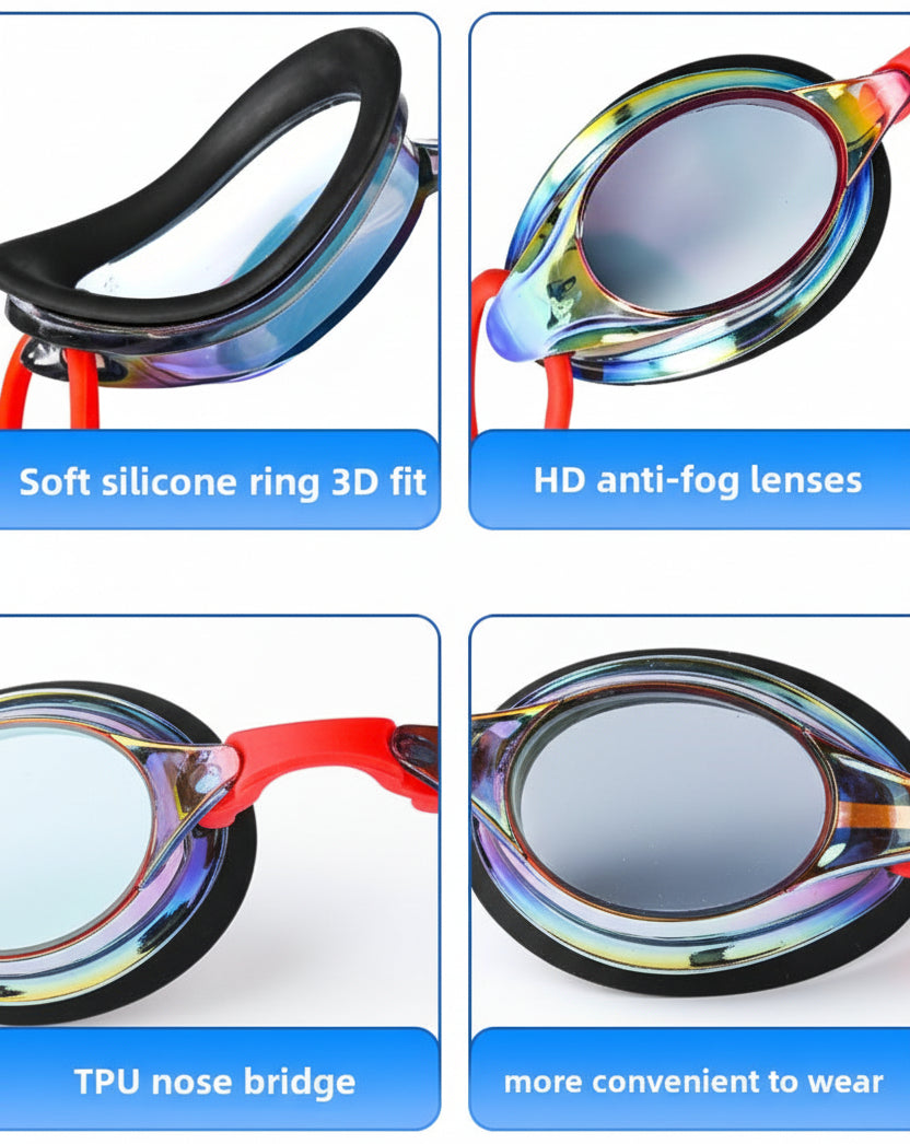 Elite Mirror Lens Swim Goggles - Red